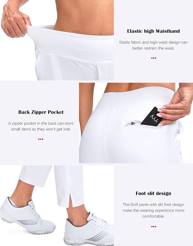 YYV Women's Golf Pants High Waist Stretch Ankle Pants with Pockets | Work Ankle Pants, Dress Pants with 4 Pockets, For Yoga Business Travel Casual
