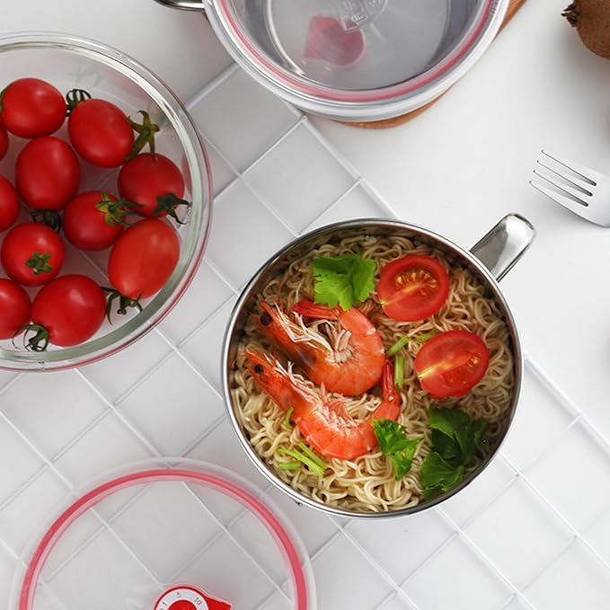 Stainless Steel Stock Pot, Korean Ramen Cooking Pot, Multifunctional Nonstick Ramen Noodle Soup Pot with Handle, for Pasta, Soup, Spaghetti, Nonstick Fast Heating