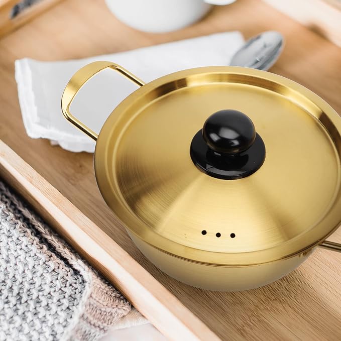 ERINGOGO Korean Noodle Pot Stainless Steel Instant Ramen Maker Easy Clean Family Size