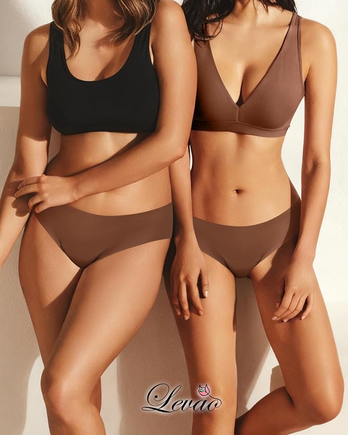 LEVAO Seamless Thongs for Women Invisible Toe Thong No Show Camel Proof Underwear Thong Panty Liners Workout G-Strings
