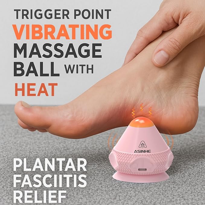Vibrating Massage Ball with Heat & Suction Cup, Self-Massage Tool for Deep Tissue Muscle Relief, Hands-Free Physio Recovery for Back, Neck, Legs, Portable Heated Trigger Point Massager