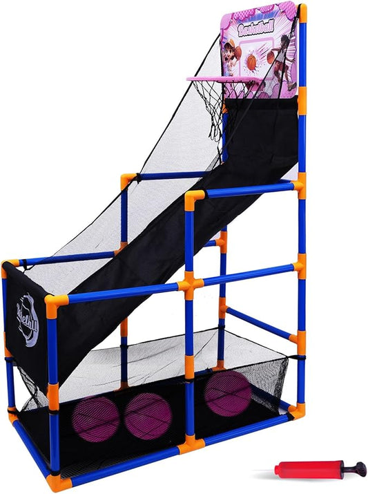 Nattork Arcade Basketball Game Set with 4 Balls and Hoop, Kids Basketball Hoop Indoor Outdoor Sports Toy Gifts for Kids Boys Girls 3-8 Years Old, Air Pump Included, Ideal for Gifts