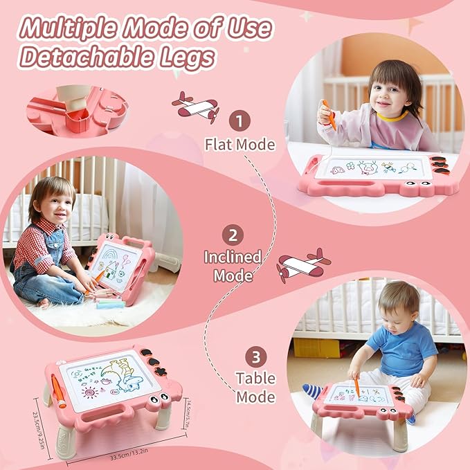 AiTuiTui Magnetic Drawing Board Toddler Toys with Legs for 2 3 Year Old Girls Boys, Sketch Writing Doodle Pad Age 2-4 Travel Games, Educational Learning Kids Toys for Toddlers Birthday (Pink)