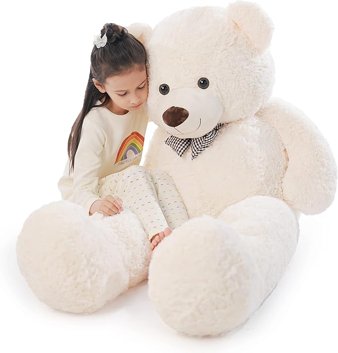 Poutmac 55 inch Giant Teddy Bear Stuffed Animal White Big Plush Teddy Bear Valentine's Gift for Girlfriend Soft Stuffed Bear Animals for Christmas,Birthday,Mother's Day