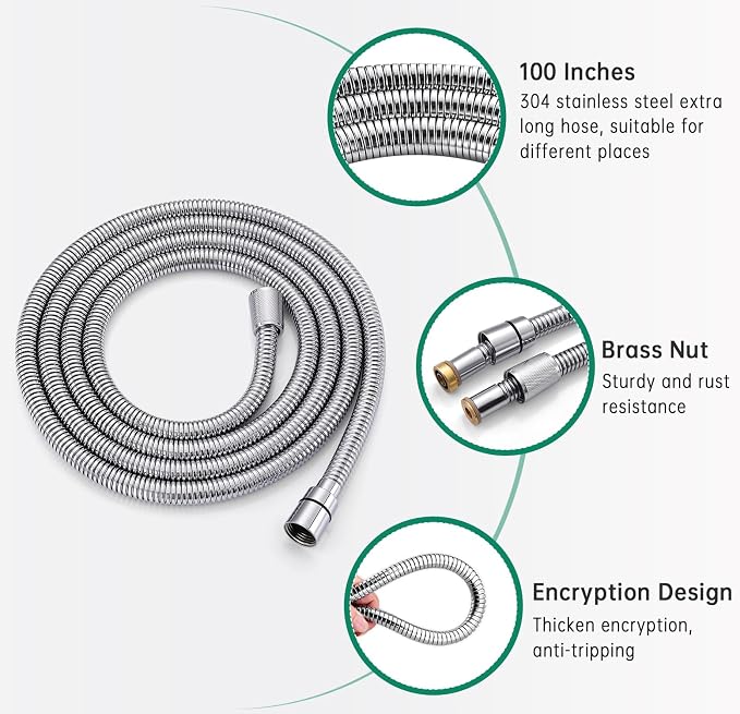 Shower Enema System with 100 Inches Hose, Diverter, Water Control Valve for Men and Women Portable Cleaning, Enema Nozzle Kit Cleaner Attachment（Matte&Chrome