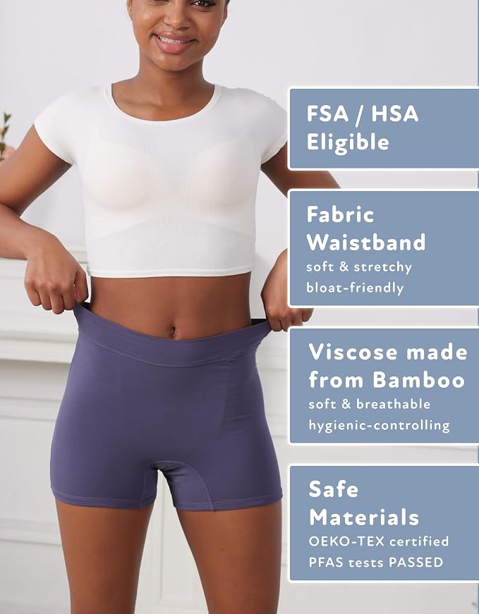 Goat Union Overnight Period Shorts for Women - 2" Absorbent Sleep Period Boyshorts Heavy Flow