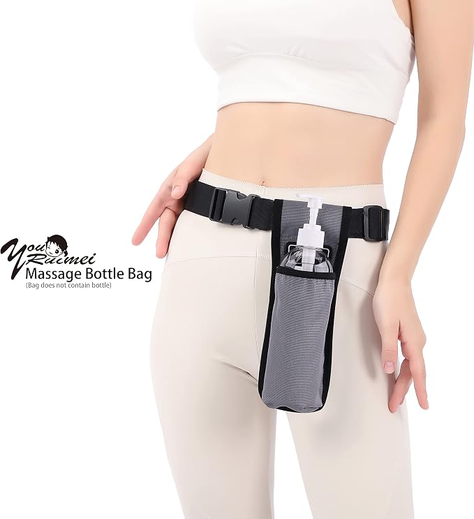 Massage Bottle Holster -2 Adjustable Massage oil Bottle Pack (Grey, 1 Bottle)