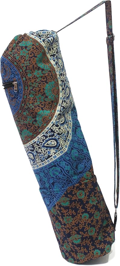 INDIAN CRAFT CASTLE ICC Yoga Mat Bag Carrier Full-Zip Exercise Yoga Mat Carry Bag for Women Men with Multi-Functional Storage Pockets and Adjustable Shoulder Strap 26X6 Inches