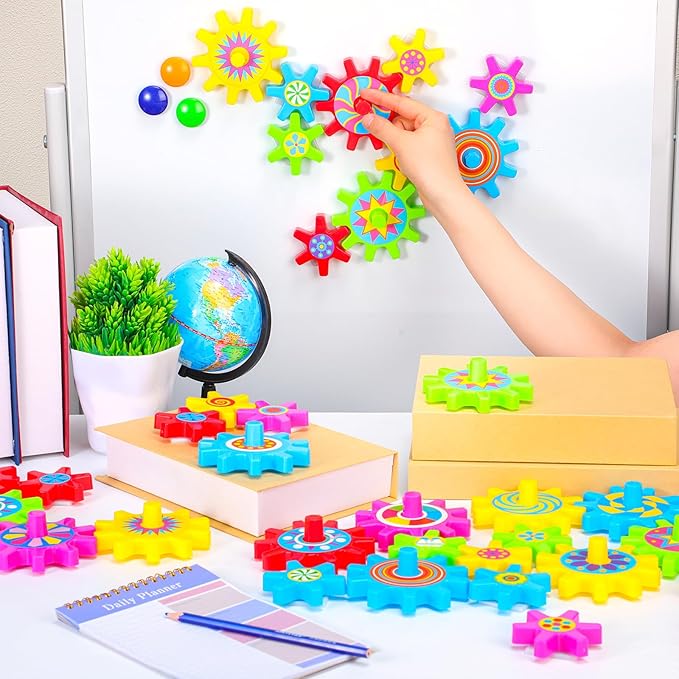 36 Pcs Magnetic Gears Interchangeable Learn Magnetic Spinning Gears for Magnetism Refrigerator or Whiteboard (Colorful Style)