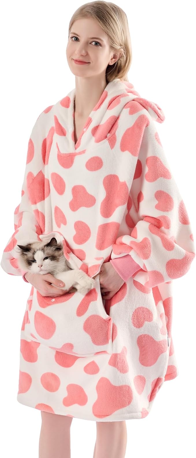 Krifey Wearable Blanket Hoodie, Oversized Sherpa Fleece Sweatshirt with Giant Pocket, Birthday Gifts for Women, Mom, Sister