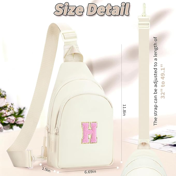 Birthday Gift for 5 6 7 8 9 10 11 12 13 14 15 16 Year Old Girls Fanny Pack Crossbody Bags for Women,Cute Trendy Stuff - Cream,H