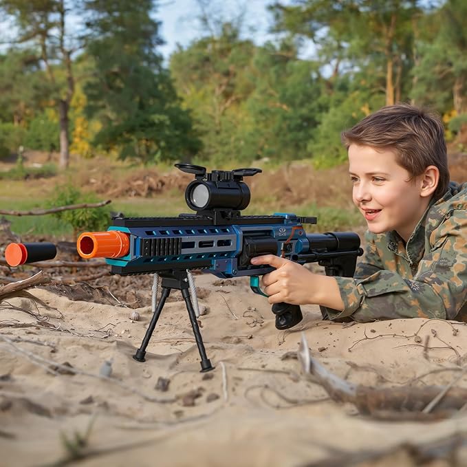 Soft Bullet Toy Gun Shotgun - Foam Dart Blaster Laucher Realistic Outdoor Play Adventure Force Level Bolt Action Plastic Fake Shot Gun Sniper Rifle Pistol Revolver Cool Kids Gifts Boys Age 8-12