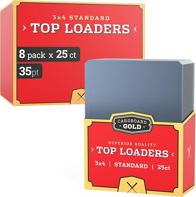 Cardboard Gold - 35pt Top Loaders for Cards - 200 Count - Premium 3x4 Inch Trading Card Toploaders - Protect Your Baseball and Sports Cards with These Crystal Clear Hard Plastic Sleeves Protectors