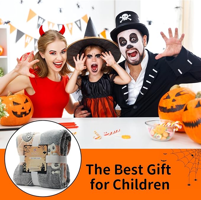 Glow in The Dark Halloween Blanket Gifts for Girls Boys, Soft Pumpkin Blanket 3 4 5 6 7 8 9 10 Year Old Girl Gifts, Girls Toys Age 6-8, Girls Gifts for Birthday, 50"x60"