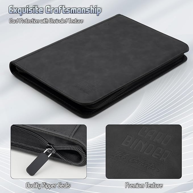 Trading Card Binder, Premium 9 Pocket Double Sided 540 Pocket PU Card Collection Binder, Collectible Trading Card Albums for MTG, TCG, Sport Card, Game Cards (Black)