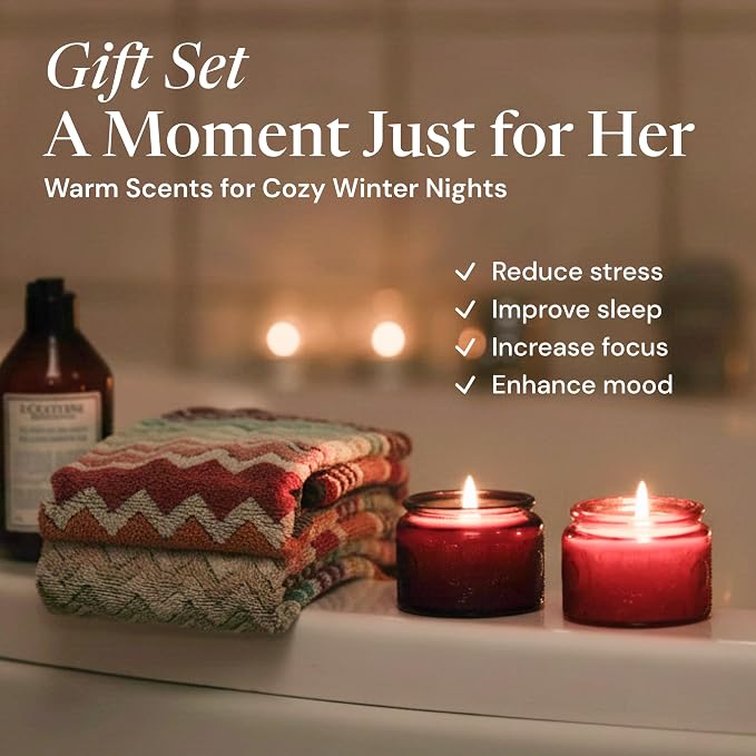 6-pc Scented Candle Gift Set for Mom, Aromatherapy Inspired, Adelegourdain | Incl. 4 Soy Wax Candles and 2 Fragrance Packets - Mom Gift Box - Scents incl. Bergamot, Maldivian Breeze, Jasmine, Berries