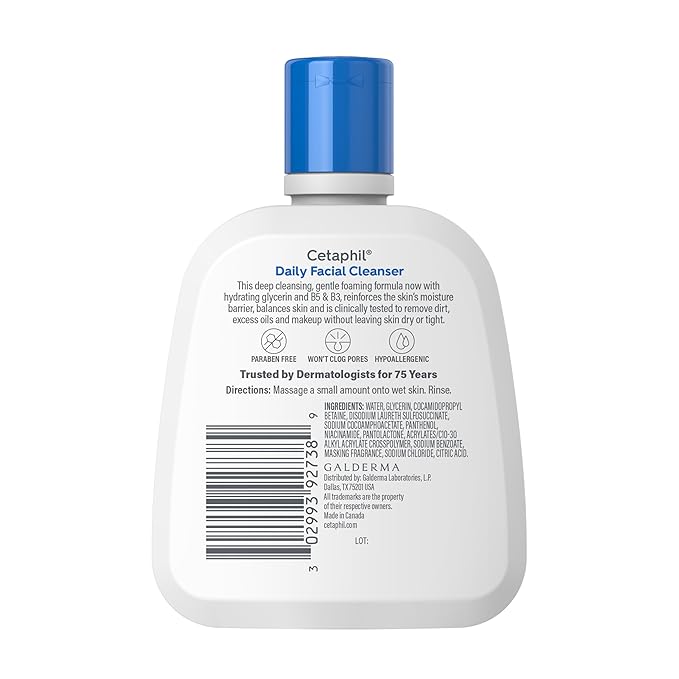 Cetaphil Face Wash, Daily Facial Cleanser for Sensitive, Combination to Oily Skin, 4 Oz 3 Pack, Gentle Foaming, Soap Free, Hypoallergenic