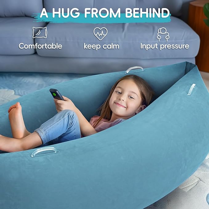 OUTREE Sensory Chair for Kids,60" Includes Electric Air Pump,Inflatable Sensory pod for Children,Sensory Toys for Kids with Autism,Sensory Peapod,Light Blue