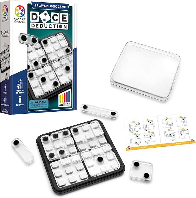 SmartGames Dice Deduction Travel Game Featuring 60 Challenges for Ages 10-Adult | Can You Align The Dice Pieces and Match The Sums?