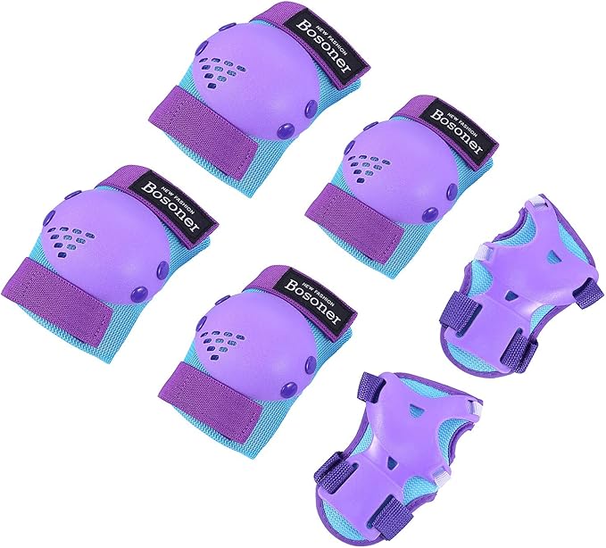 BOSONER Kids/Youth Knee Pad Elbow Pads for Roller Skates Cycling BMX Bike Skateboard Inline Rollerblading, Skating Skatings Scooter Riding Sports