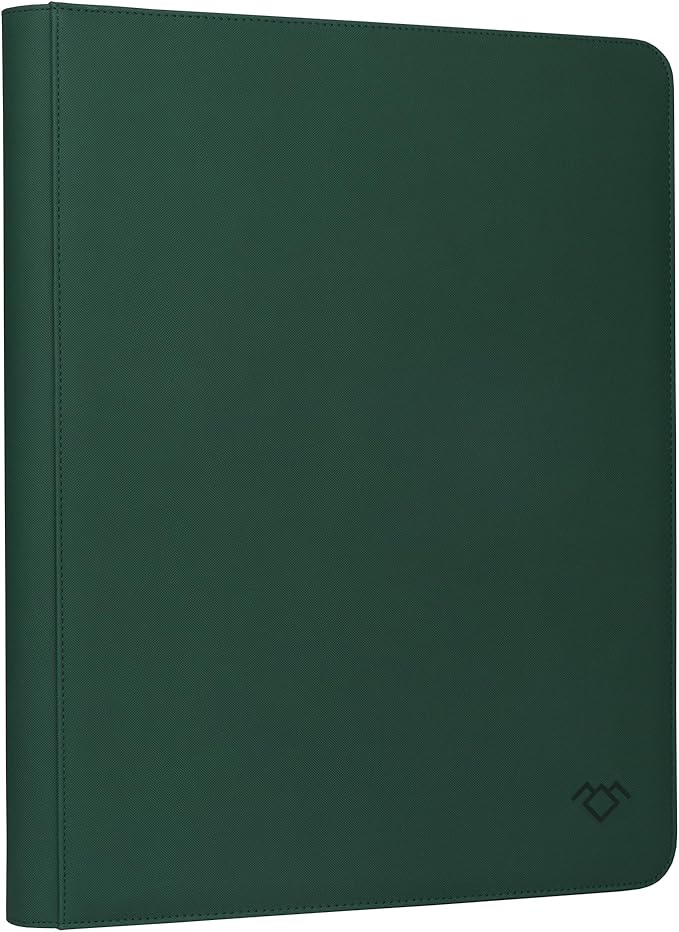 GrinOwl 16 Pocket Top loader Binder, Holds 640 Top Loaders, Large Top loader Card Binder with Sleeves for Cards in 3" x 4" Top loaders (Green)