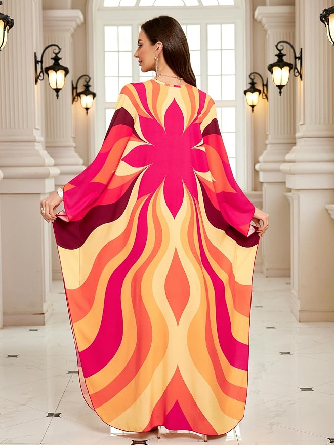 Mumu Dresses for Women Plus Size, Bohemian Kaftan Beach Cover Up Long Maxi Nightgown Soft Loungewear