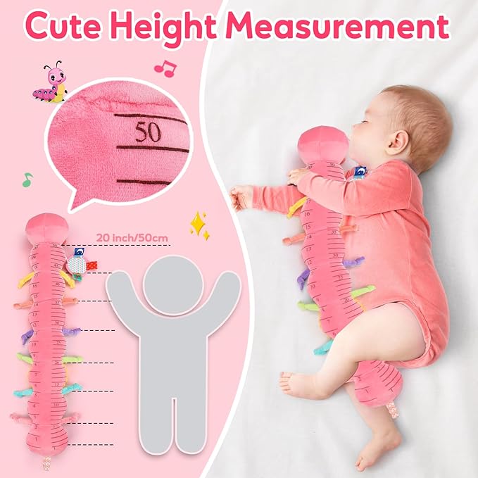 Baby Girls Toys 0-6 Month Music Animal Stuffed Caterpillar Toy for Infant 0-3 3-6 Months Mirror Crinkle Rattle Tummy Time Sensory Toys for 3 4 5 6-12 Month Old Newborn Baby Shower Valentines Gifts