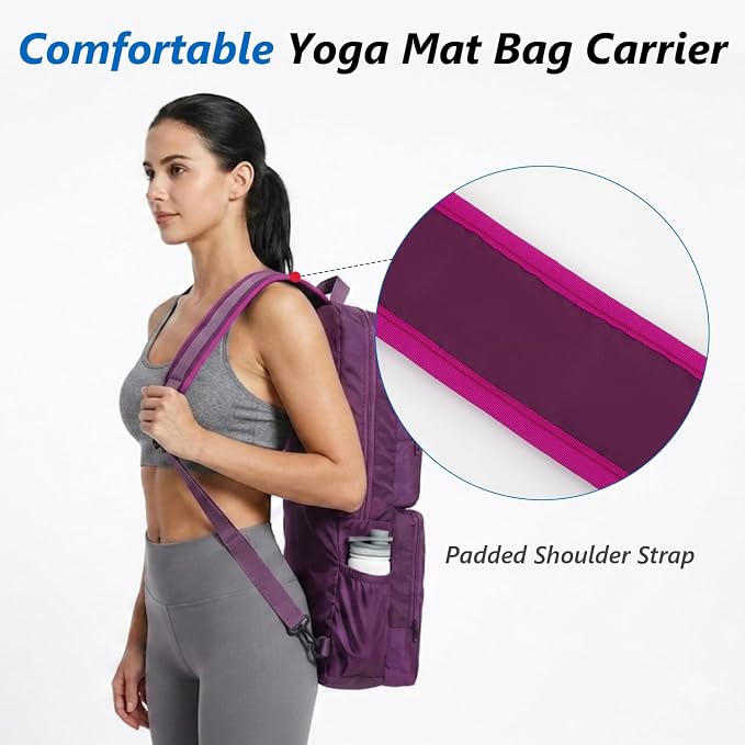 VISEMAN Yoga Mat Bag Carrier Waterproof Yoga Backpack with Multi Pockets, Lightweight Adjustable Yoga Bag for Mat, Yoga Blocks, Yoga Accessories