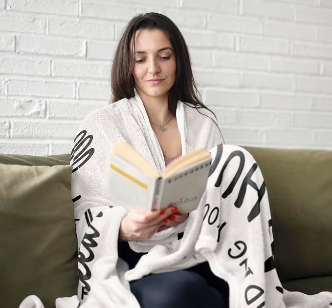 Get Well Gifts for Women/Men White Blanket 50"x60" | Inspirational/Thinking of You/Cancer Care/Feel Better/Surgery Recovery Gift for Women, Soft Hug/Get Well/Healing Blanket
