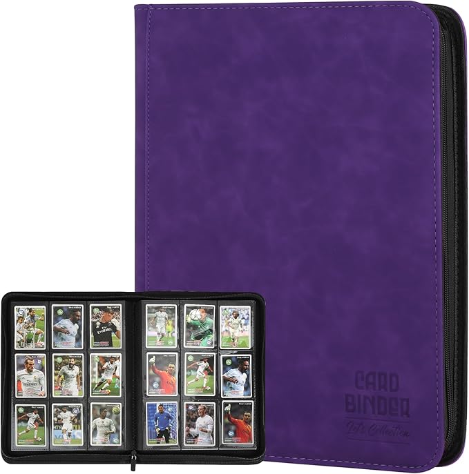 Trading Card Binder, Premium 9 Pocket Double Sided 540 Pocket PU Card Collection Binder, Collectible Trading Card Albums for MTG, TCG, Sport Card, Game Cards (Purple)