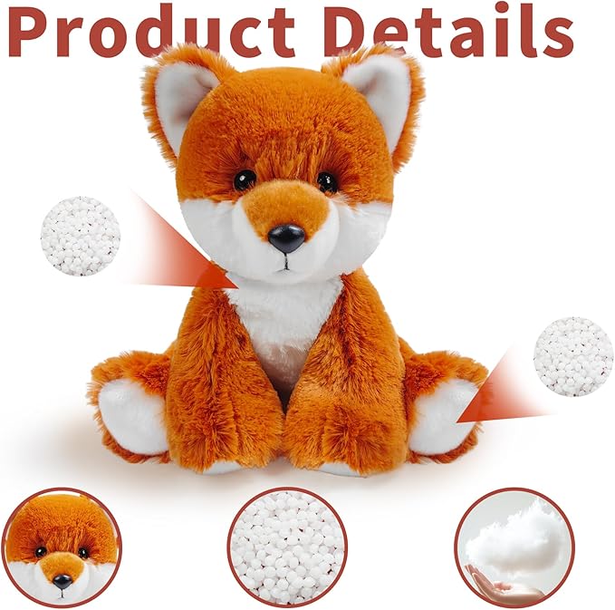 Fox Stuffed Animal Toy, Soft Huggable Fox Plush Toys for Kids, Cute Animal Gift for Boys Girls and Toy for 1-3 Toddlers -8.5 Inch
