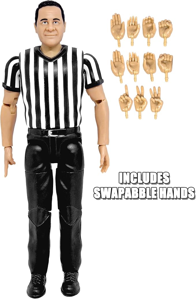 Figures Toy Company Ultimate Three Counting & Talking Wrestling Referee Action Figure with Deluxe Articulation for Wrestling Action Figures