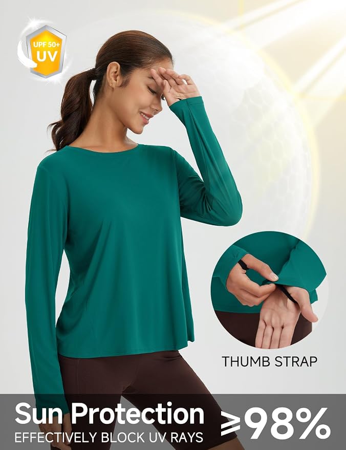 baleaf Women's Long Sleeve Workout Tops Running Sun Shirts Split Back | UPF 50+, Quick Dry, Lightweight, Breathable, Moisture-wicking, SPF, UV, for Athletic, Gym, Hiking, Tennis, Outdoor