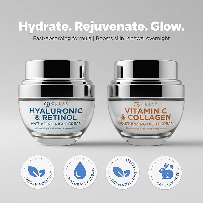 Clear Beauty Face Moisturizer Cream Value Set – Dermatologist Tested, Anti Aging, Korean Skin Care – Firms, Deep Hydration, Smooth & Rejuvenates Skin – Vegan, Clean Beauty, Cruelty Free – Pack of 2