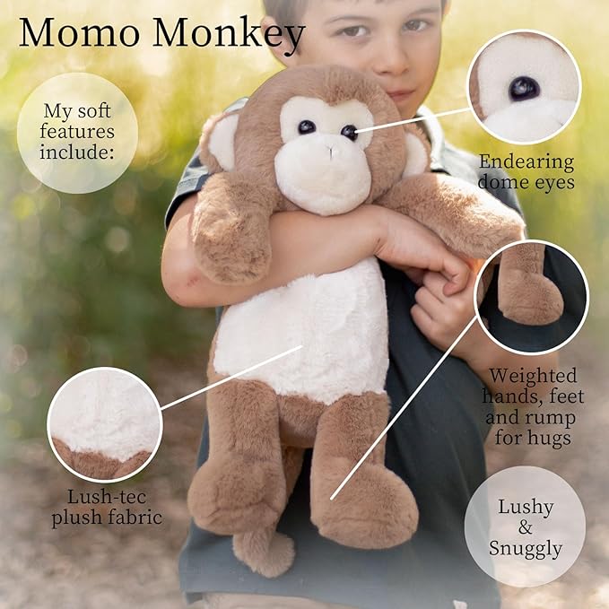 World's Softest Plush MoMo Monkey, Lushee, Large, 16" Stuffed Animal for Baby, Toddler, Kids, Adults - Soft, Huggable Stuffed Monkey- Adorable Toy Made from Kid-Friendly, Quality Materials