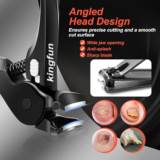 Kingfun Long Handled Toenail Clippers for Seniors - Ergonomic Non-Slip Grip Toe Nail Clippers for Thick Nails for Elderly with Pro-Grade Steel File