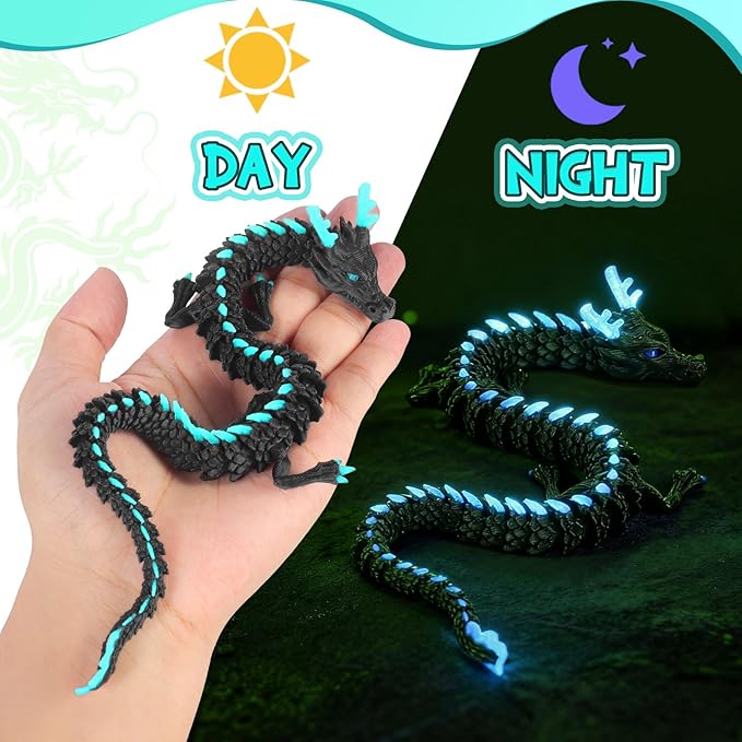 12-inch 3D Printed Dragon Eggs, Glow in The Dark Fidget Toys for Kids & Adults, for Home Office Desk Decor (Dark Blue, Pcs, 1)