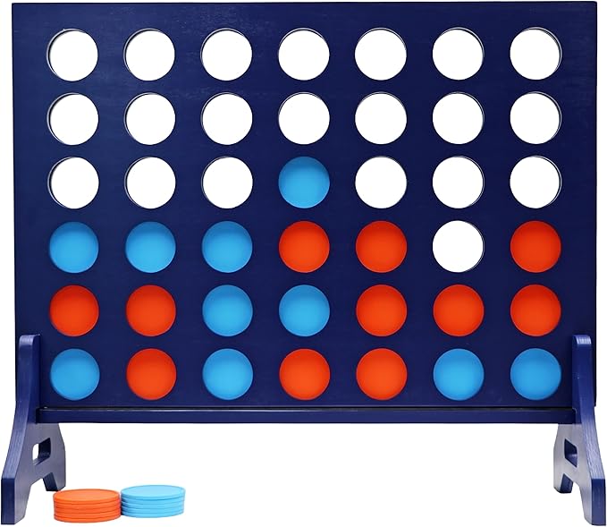 Tailgating Pros Premium Navy Giant Four in a Row with Carrying Case - Jumbo Oversized Outdoor Yard Game - Connect Multiple Pucks in a Row to Win - Many Puck Colors Available!