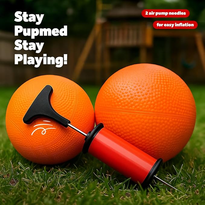 GALVANOX Mini Rubber Basketballs with Pump (7" Inch) Includes Mesh Storage Bag Designed for Little Tikes Basketball Hoop