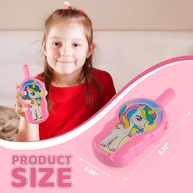 Unicorn Walkie Talkies for Kids - 2 Pack | 2000ft Range in Open Areas, <0.01W Ultra-Low Radiation, Auto-Sleep for 2-6Y Girls, CPC Certified