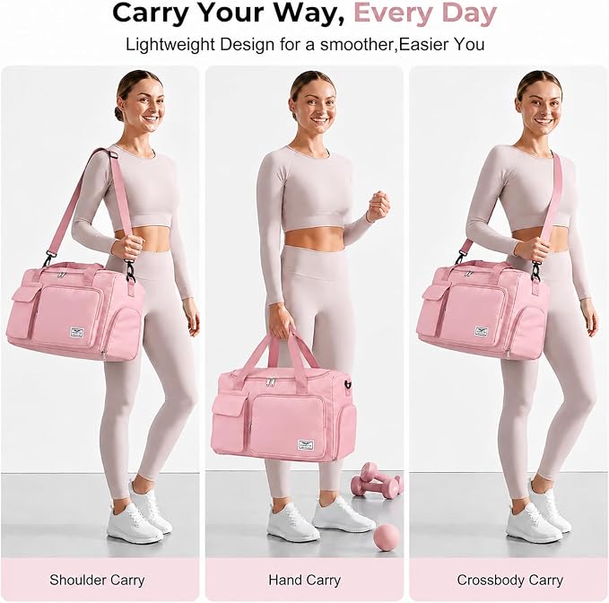 FIORETTO Women's Gym Duffle Bag with Shoes Compartment, 30L Capacity, Ideal for Travel, Gym, Sports, Duffel, Weekender