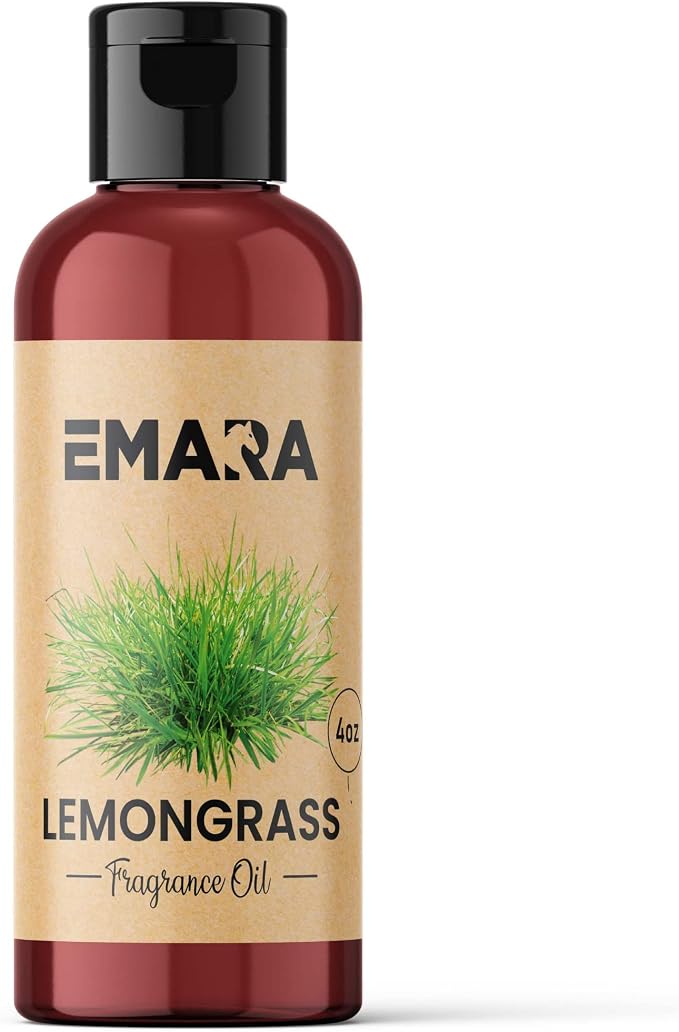 EMARA All Natural Herbal Lemongrass Essential Oil for Diffusers, Skin Care, Aromatherapy Fragrance Oil, Organic Therapeutic Grade 4 fl oz