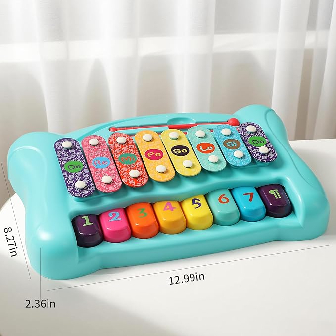 2-in-1 Baby Piano & Xylophone Toy for Toddlers 1-3, 8-Key Multicolor Musical Learning Instrument, Early Educational Gift for Infants Kids