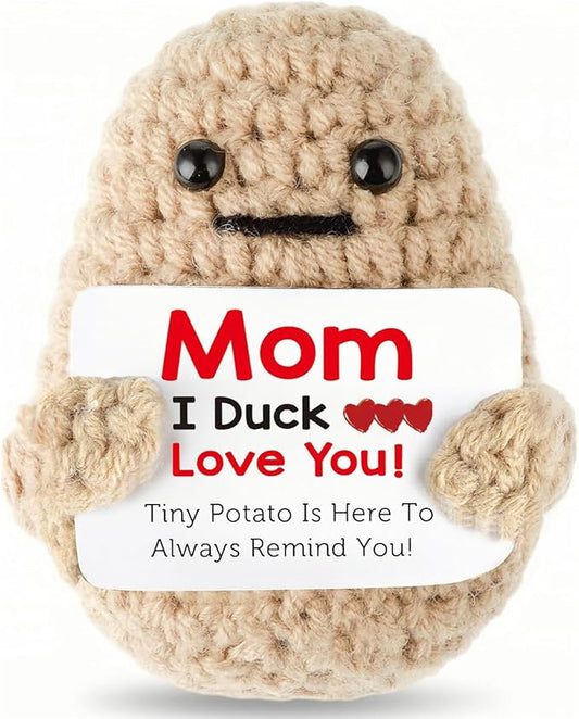 Birthday Gifts for Mom Positive Potato Encouragement Crochet Toys Christmas Stocking Stuffers (I Duck Love Mom)