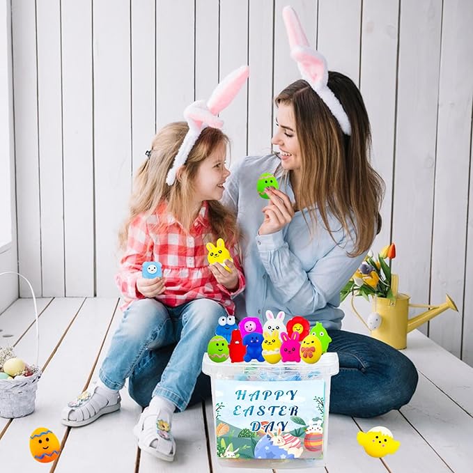 Easter Party Favors, 120Pcs Squishies Toys for Kids, Mochi Squishy Bulk, Kawaii Mini Squeeze Toys, Easter Basket Stuffers, Egg Fillers, Classroom Prizes for Boys Girls(Random)
