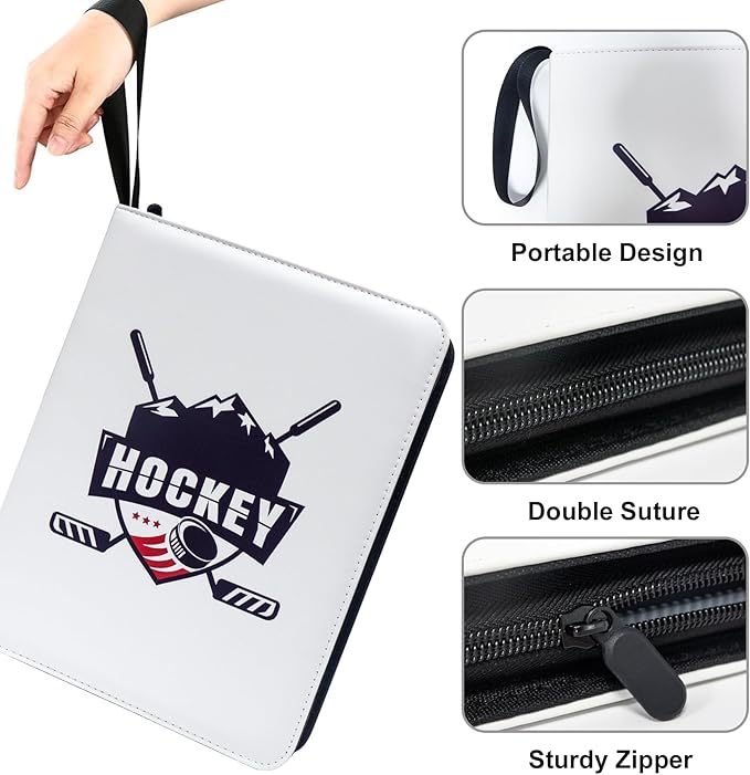 900 Pockets Hockey Card Binder, Portable Waterproof Card Storage Book with Removable Sleeves, Compatible with Hockey and Sports Cards