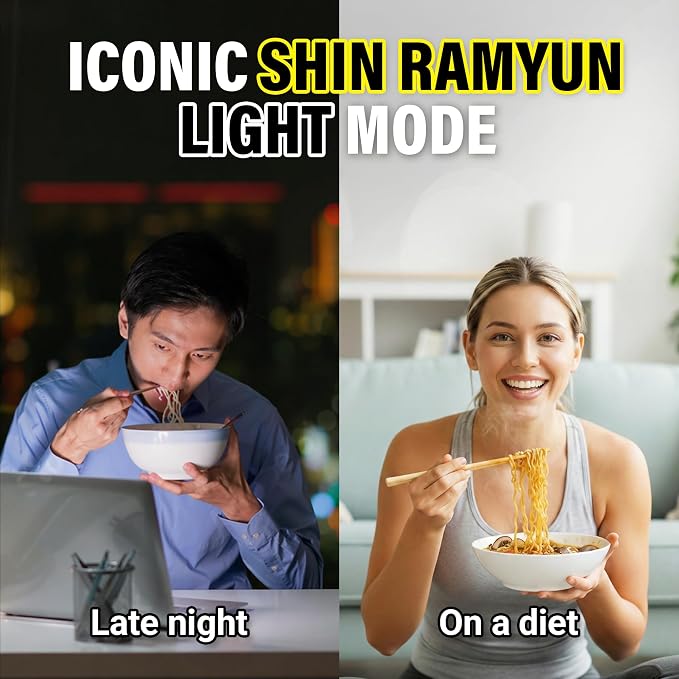 Nongshim Shin Ramyun Light, Air-Dried Korean Ramen Noodles, 4 Pack | Air-dried instant ramen with spicy beef broth, roasted vegetable notes, large vegetable flakes