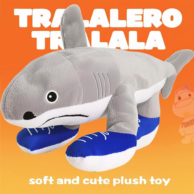 2PC Italian Brainrot Plush,Tralalero Tralala and Tung Tung Tung Sahur Inspired Plush Toy,Soft Cute Stuffed Animals Toy Stocking Stuffers for Kids and Adults