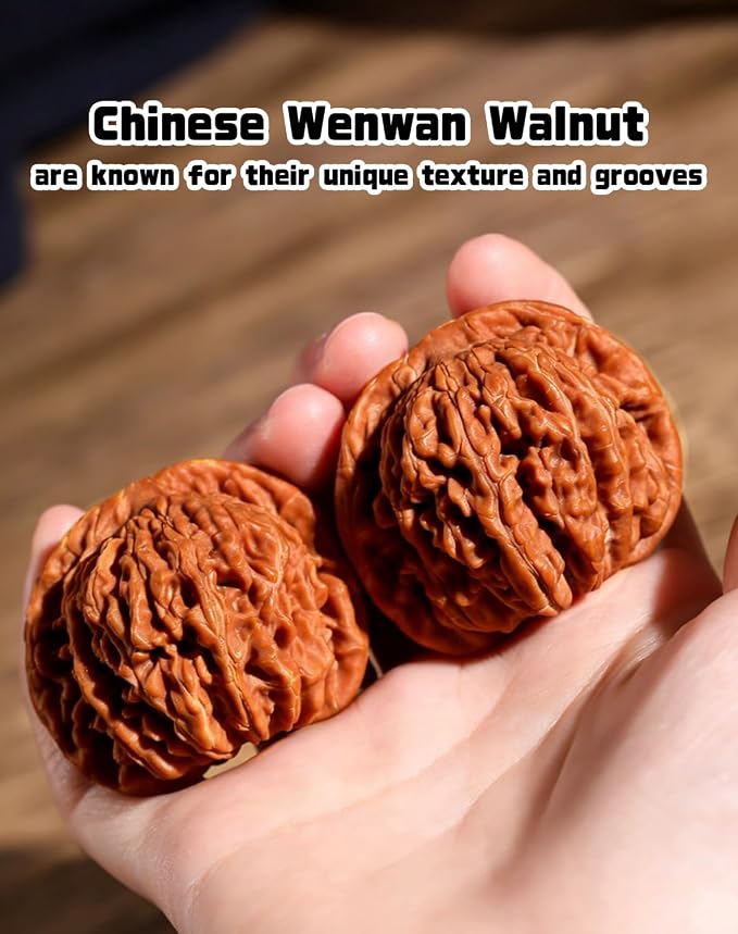 Jade Walnuts - 2026 Chinese Wenwan Walnut, Polishing Walnuts Fidget with Storage Box, Hand-Polished Natural Walnut Stress Relievers, For Meditation, Focus, And Collectors (Pointed Hat B, 1.42-1.46in)