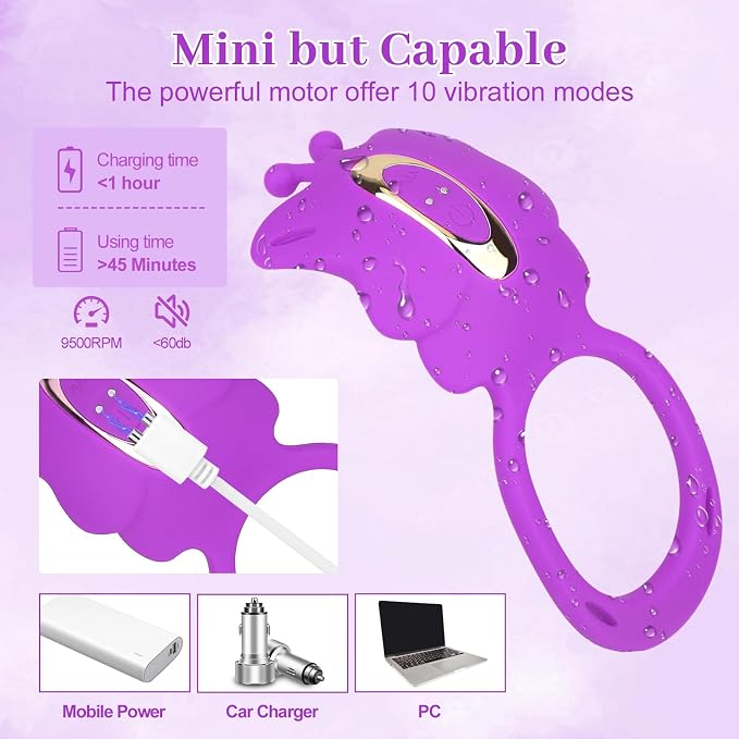 3-in-1 Couples Sex Toys Vibrator Kit Vibrating Cock Ring, Anal Butt Plug & Panty Vibrator with Remote Control, 9 Modes Adult Toys for Partner Play & Solo Clitoral G-Spot Stimulation Purple